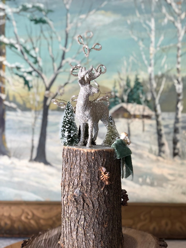 Tall Green Winter Woodland Scene