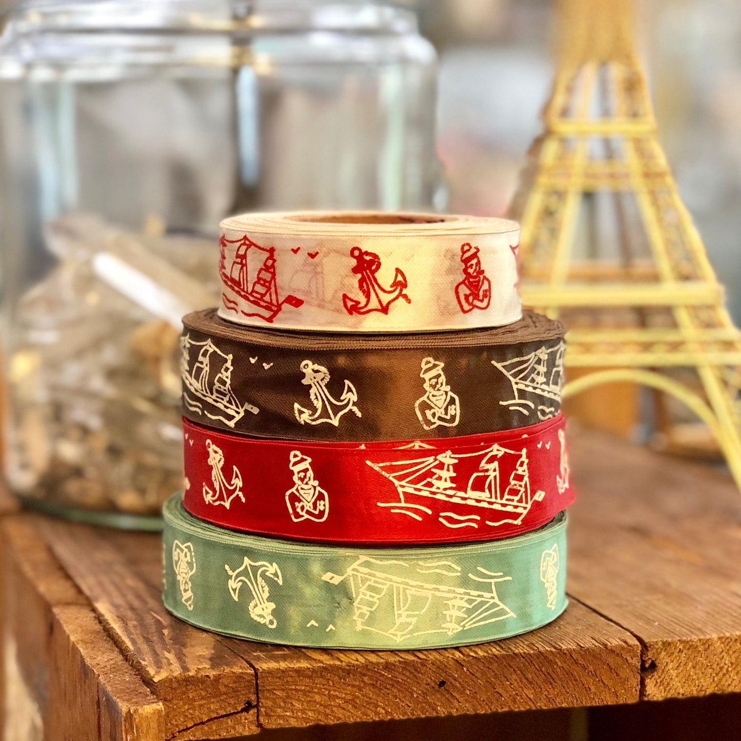 Ships Ahoy Vintage Satin Ribbon