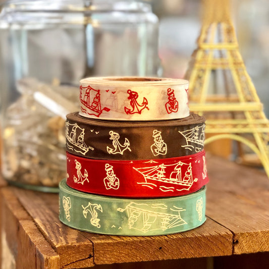 Ships Ahoy Vintage Satin Ribbon