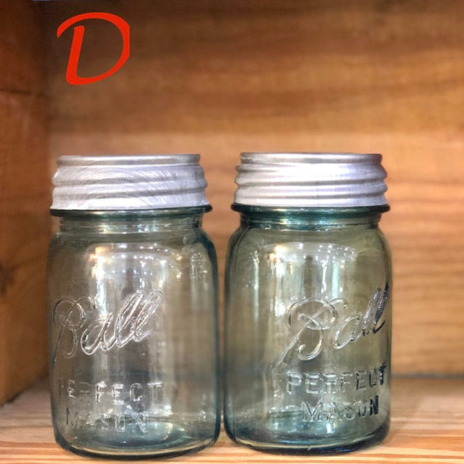 Vintage Aqua Glass Mason Jars