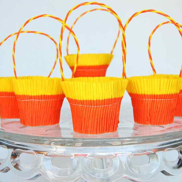 Orange Yellow Crepe Paper Basket