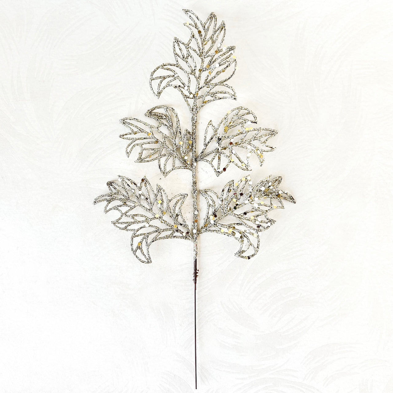 Glitter Lace Holly Leaf Spray - Multiple Colors