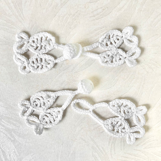 Hand Crocheted Frog Closure with Pearls  - Vintage - Multiple Colors