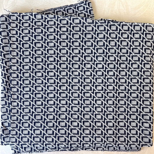 Navy Geometric Double-Knit Fabric