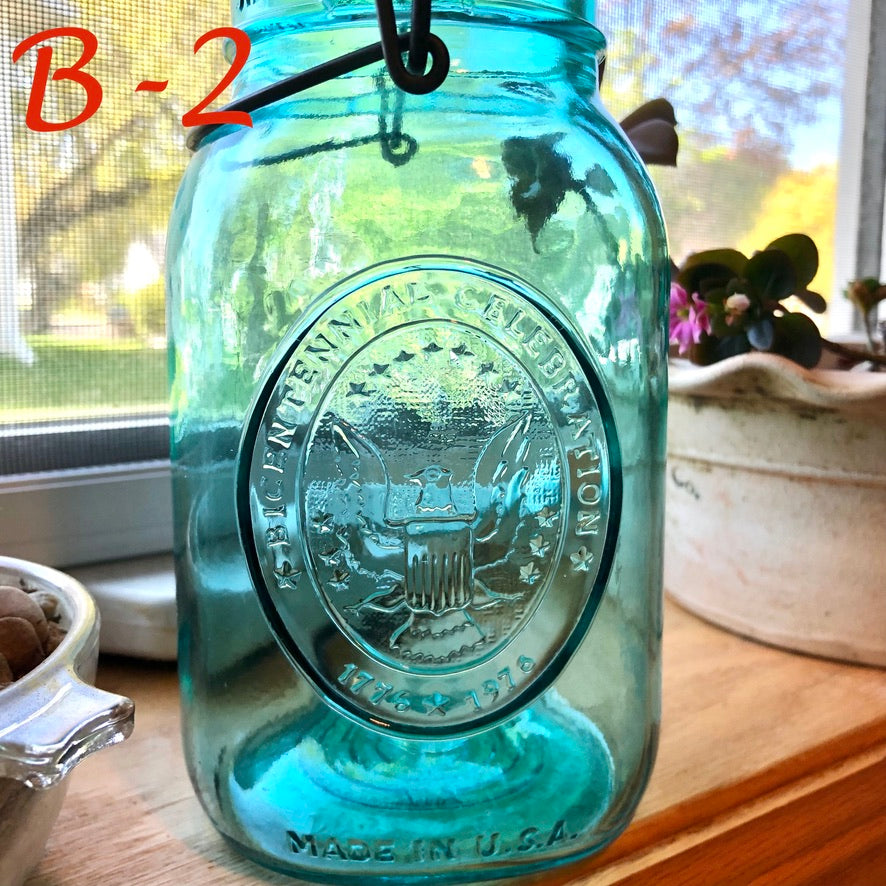 Vintage Aqua Glass Mason Jars