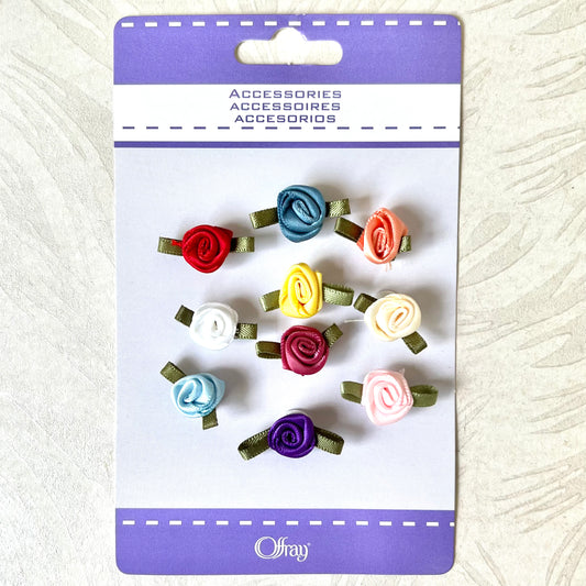 Little Rolled Ribbon Flowers - Multiple Colorways