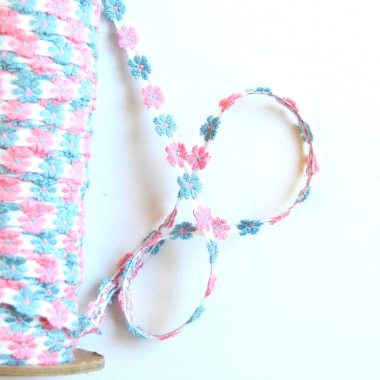 Jacquard Flowers Narrow Ribbon, Vintage