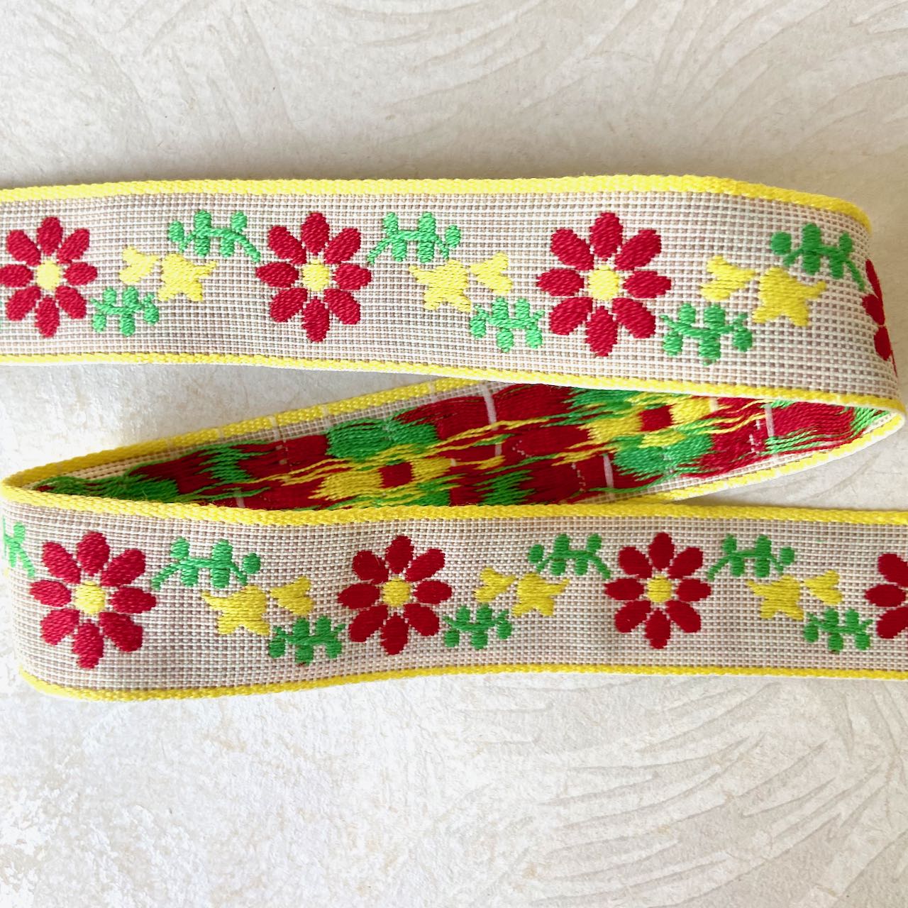 Daisy_Jacquard_Ribbon_Red_Yellow