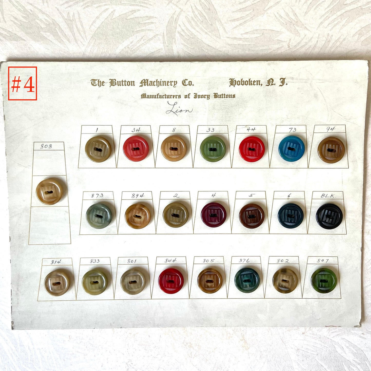 Button Salesman Sample Cards - The Button Machinery Co.