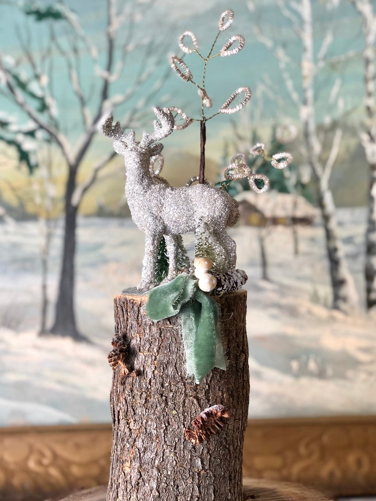 Tall Green Winter Woodland Scene