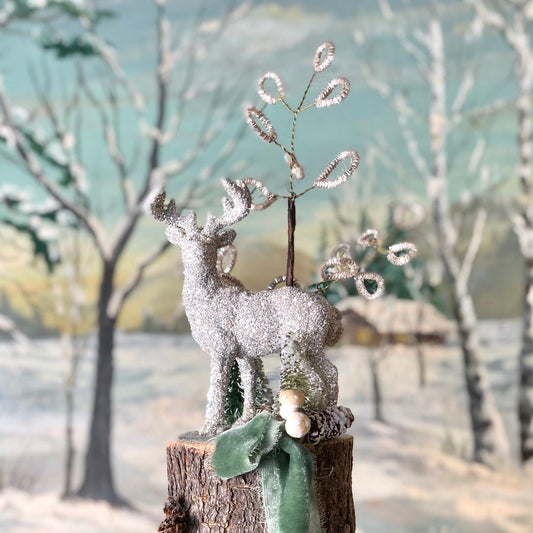 Tall Green Winter Woodland Scene
