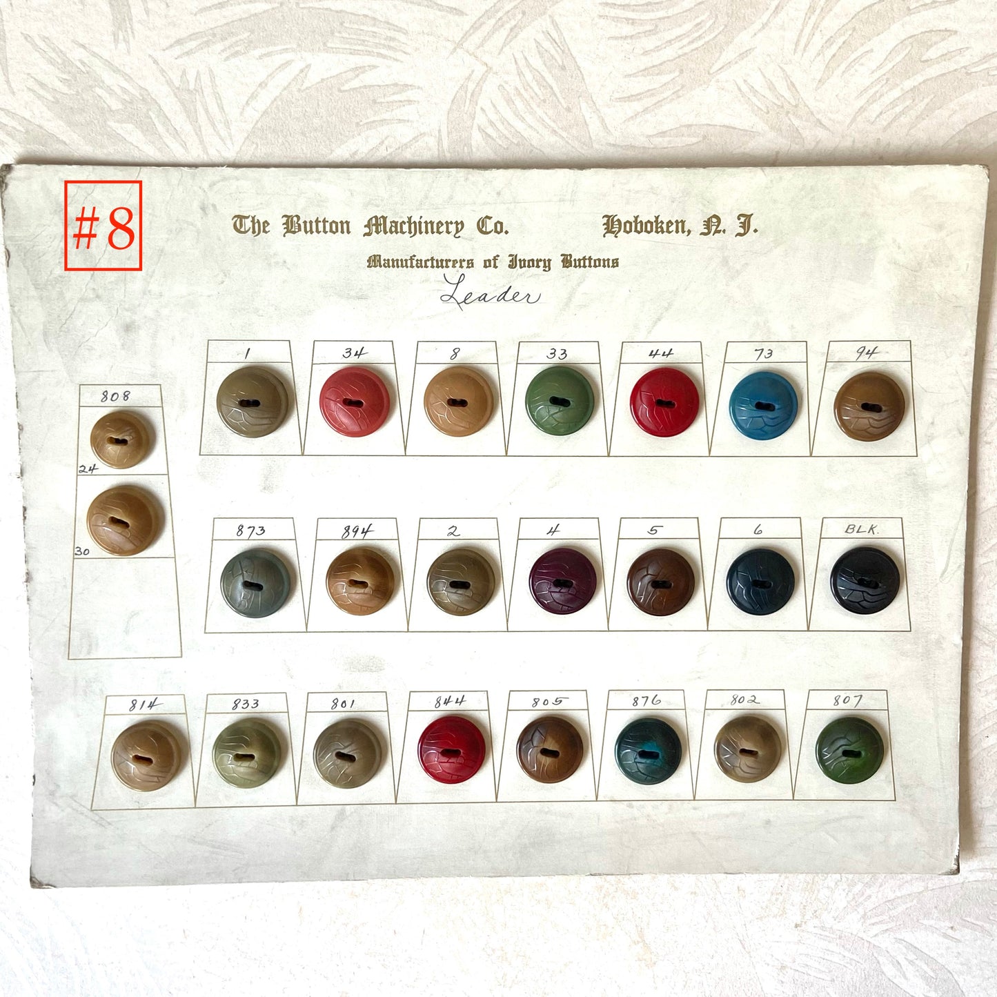 Button Salesman Sample Cards - The Button Machinery Co.