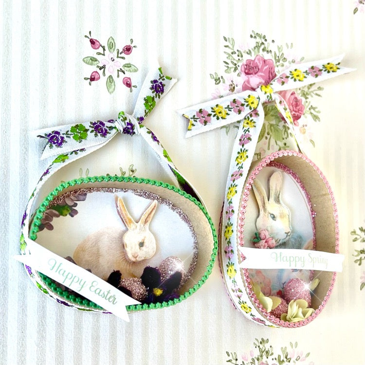 Oval Bunny Shadow Box Ornament Kit