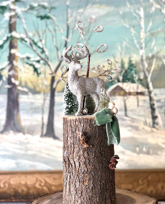 Tall Green Winter Woodland Scene