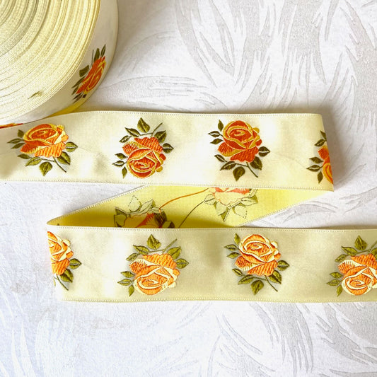 Floral Embroidered Satin Ribbon