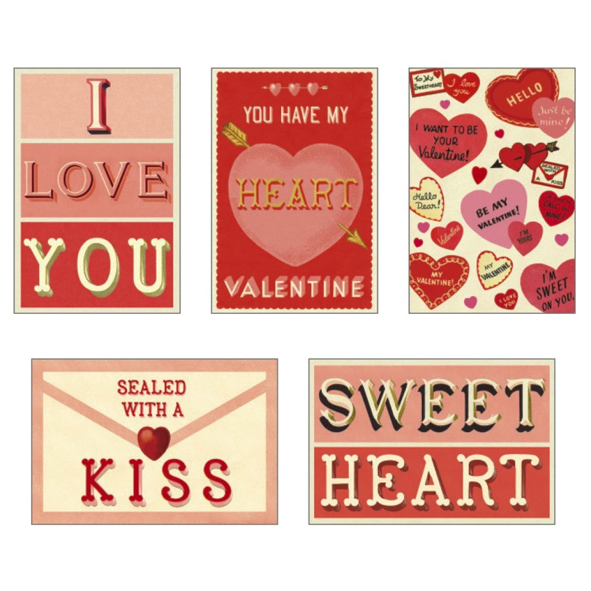 Vintage Valentine Postcards Set
