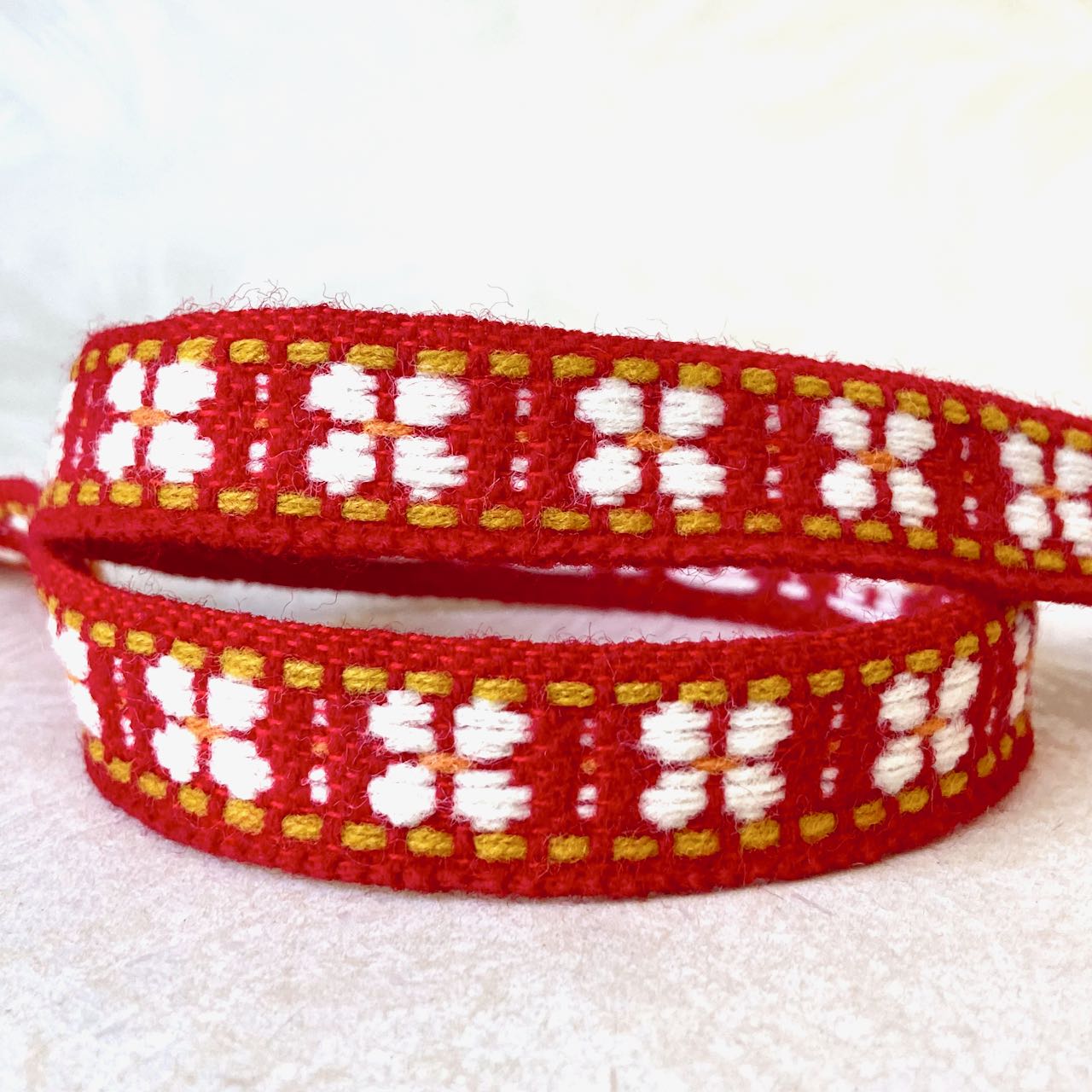 Geometric_Flower_Jacquard_Ribbon_Red