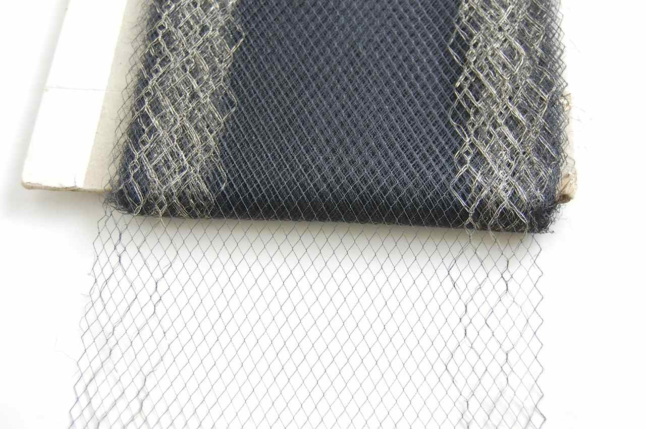 Gold Metallic Borders on Black Vintage Silk Netting