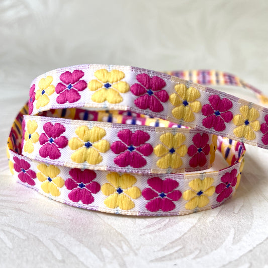 Narrow Repeated Flowers Jacquard - Vintage - Multiple Colorways