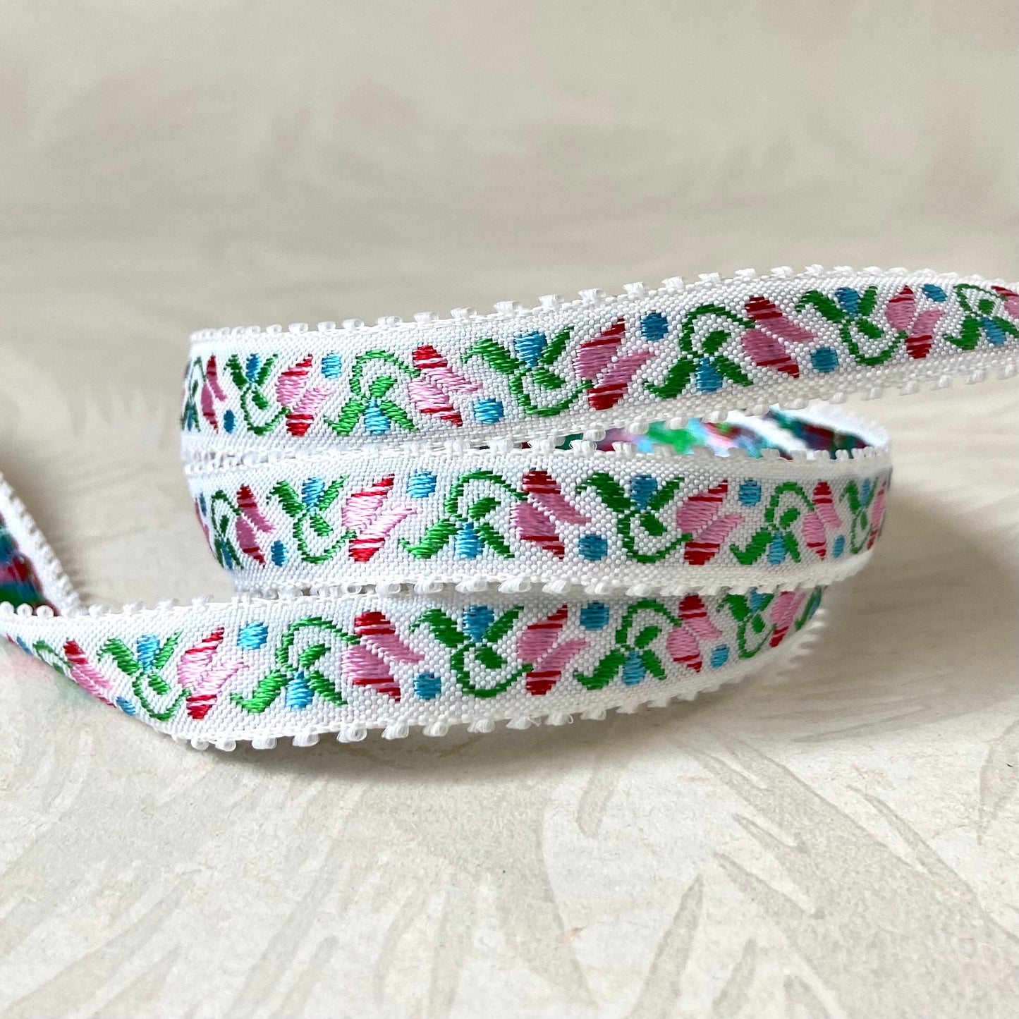 Narrow Tulip Jacquard With Picot Edges - Multiple Colorways