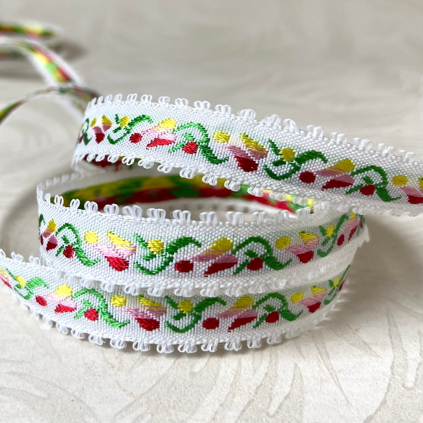 Narrow Tulip Jacquard With Picot Edges - Multiple Colorways