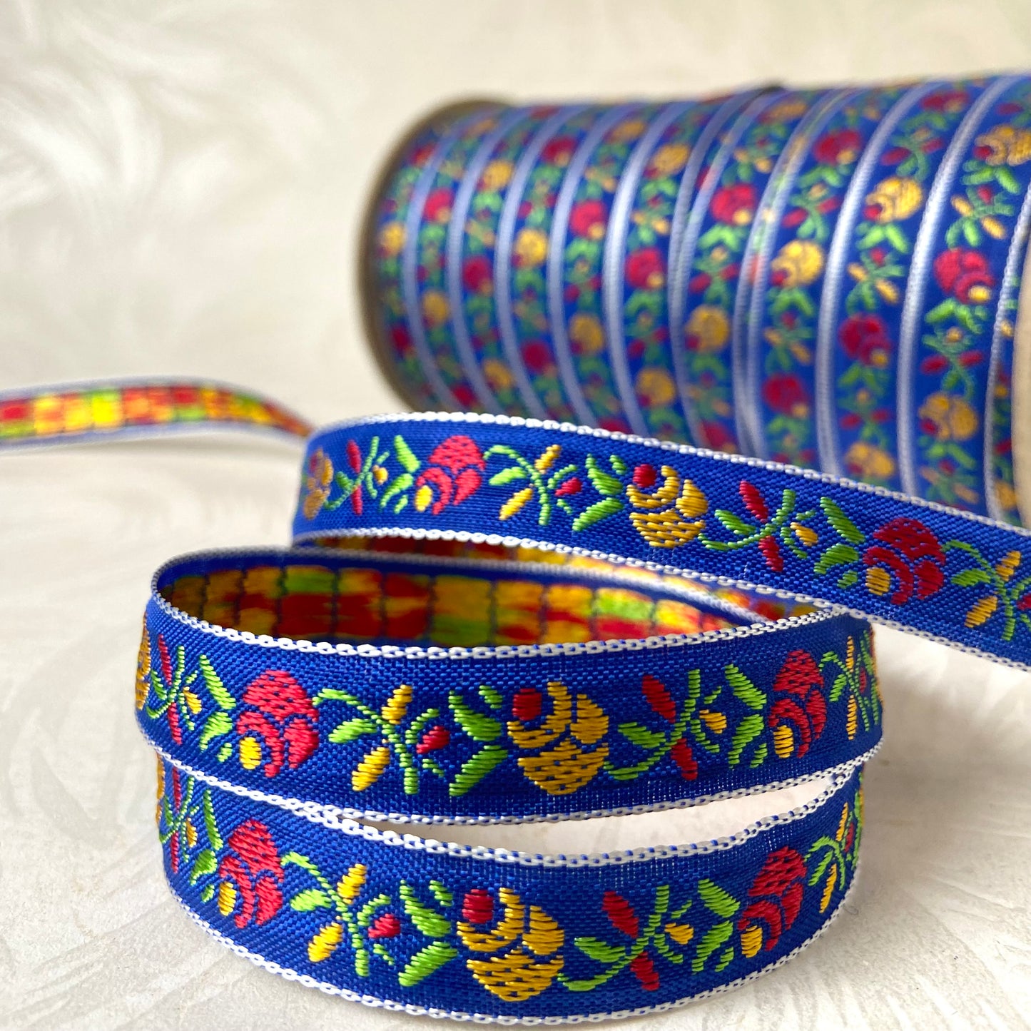 Narrow Rolled Rosebud Jacquard - Multiple Colorways