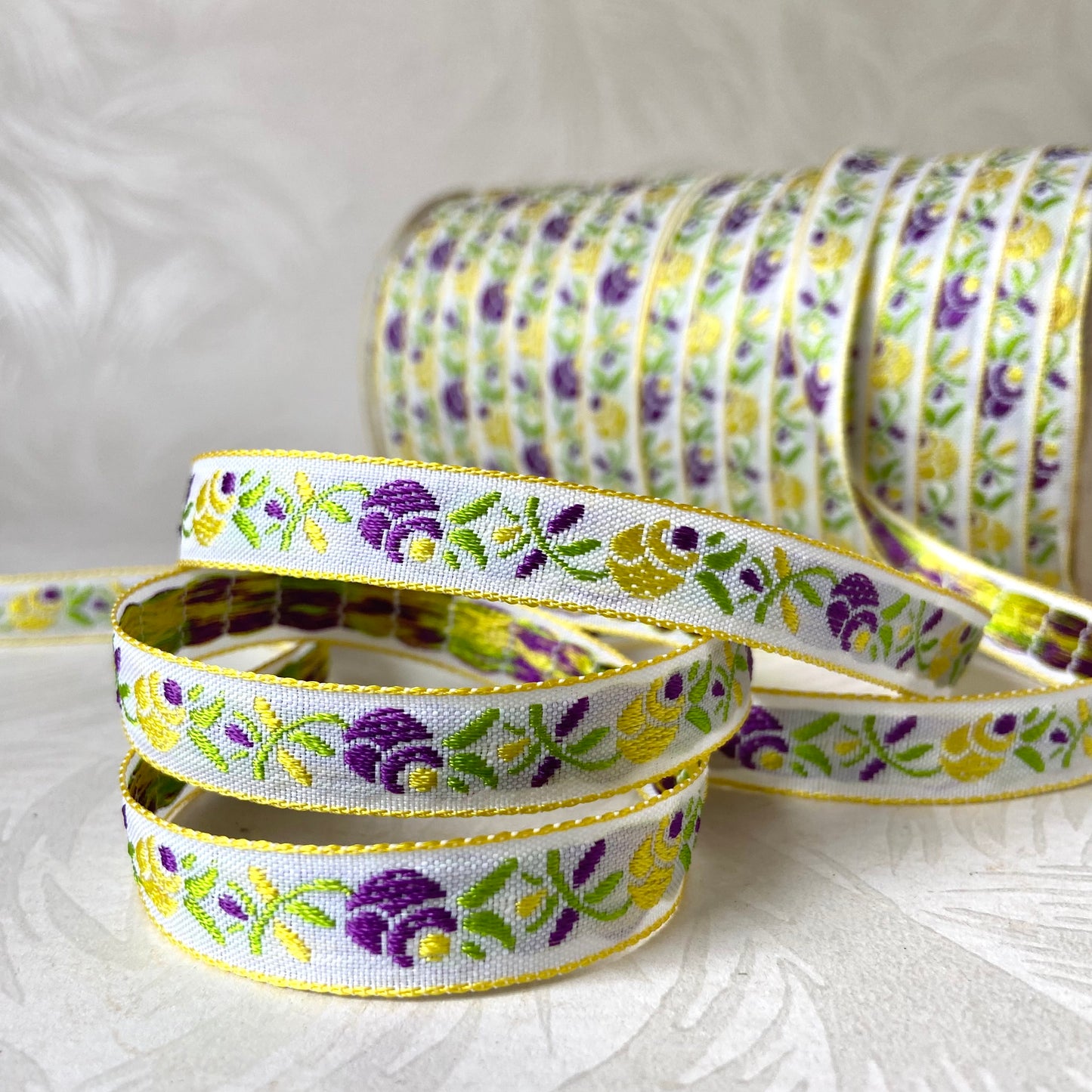 Narrow Rolled Rosebud Jacquard - Multiple Colorways