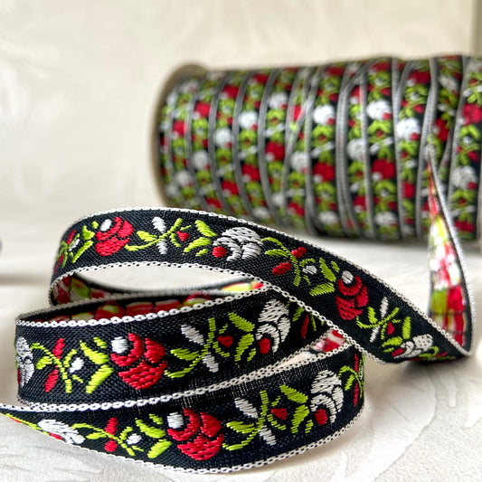 Narrow Rolled Rosebud Jacquard - Multiple Colorways