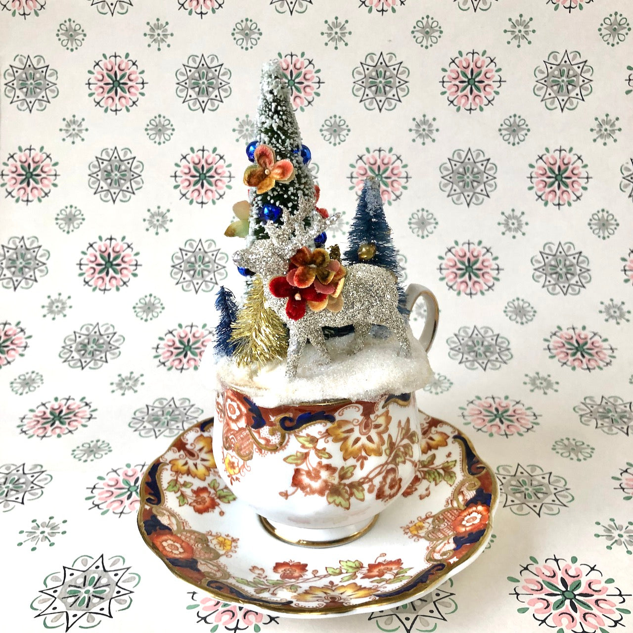 Floral Flourish Winter Teacup - Scene