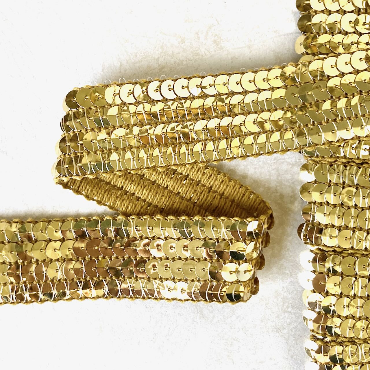 Non-Stretch Gold Sequin Trim Rose Mille Non-Stretch Gold Sequin Trim Rose Mille