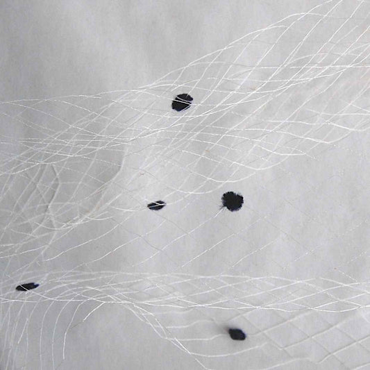 Navy Dots on Ivory Vintage Silk Veiling Netting