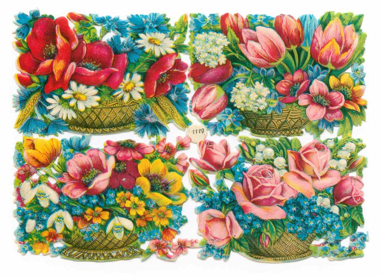 Scrapbook Pictures, Flowers in Baskets