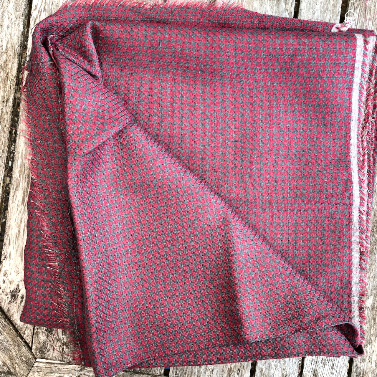 Linen & Cotton Houndstooth Fabric - Vintage