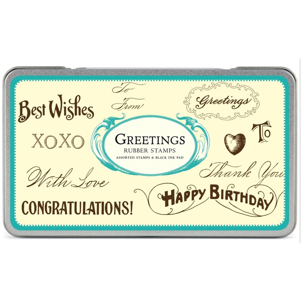 Greetings Rubber Stamp Set With Ink Pad – Rose Mille