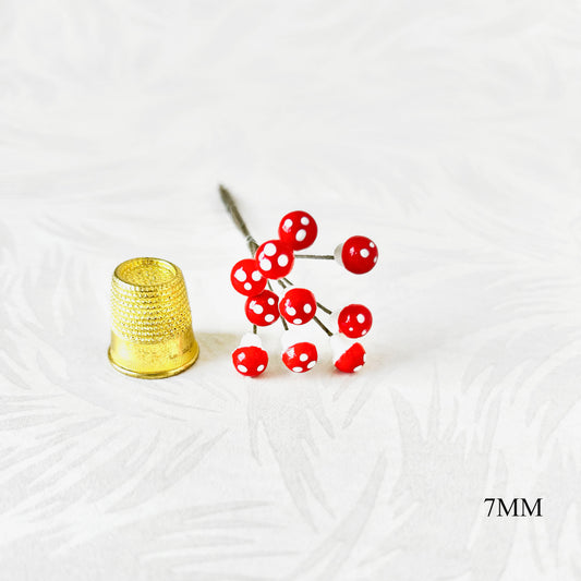 Little Red Spun Cotton Mushrooms - Multiple Sizes