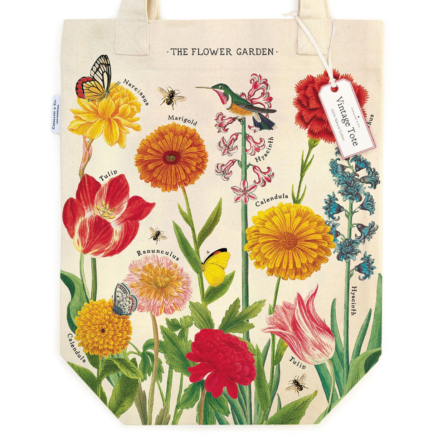 Vintage Flower Garden Canvas Tote
