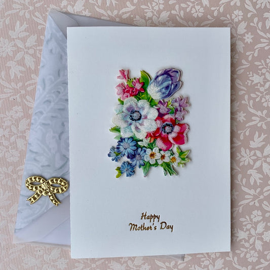 Sugared Floral Bouquet Card - Hand Made
