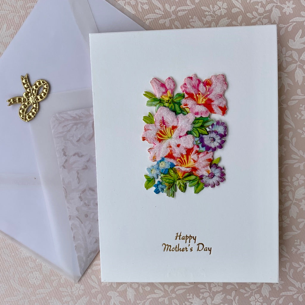 Sugared Floral Bouquet Card - Hand Made