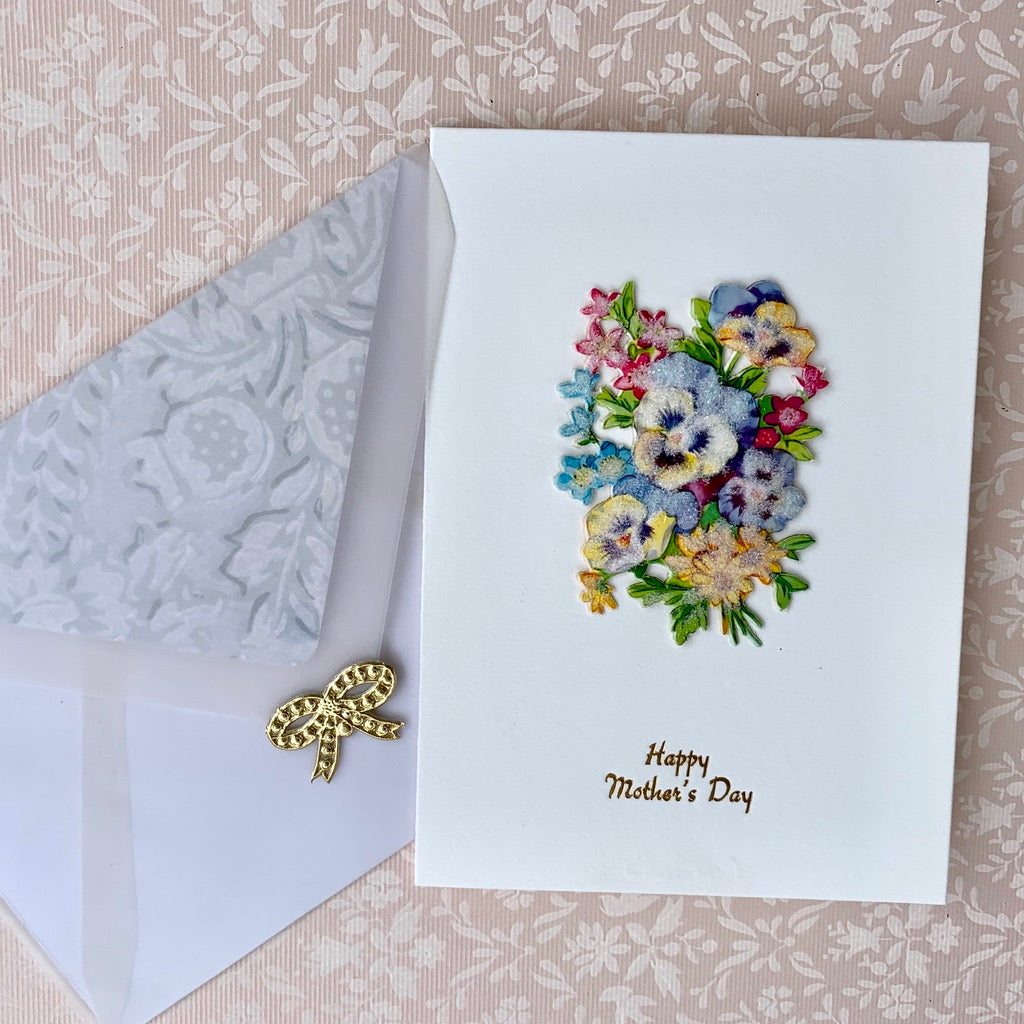 Sugared Floral Bouquet Card - Hand Made
