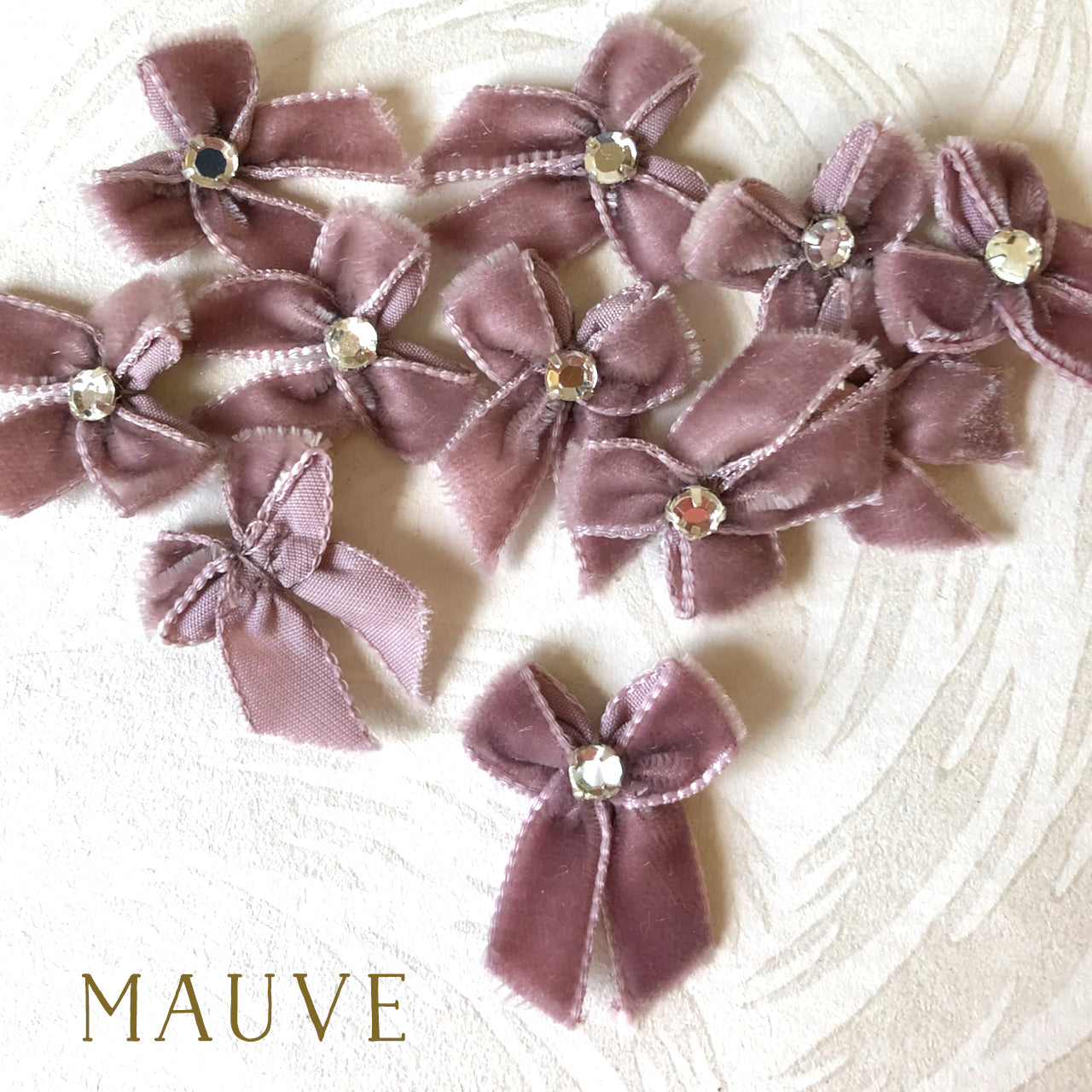 Vintage Velvet Mini Rhinestone Bows - Multiple Colors