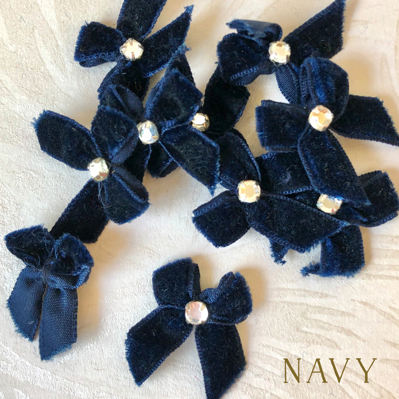 Vintage Velvet Mini Rhinestone Bows - Multiple Colors