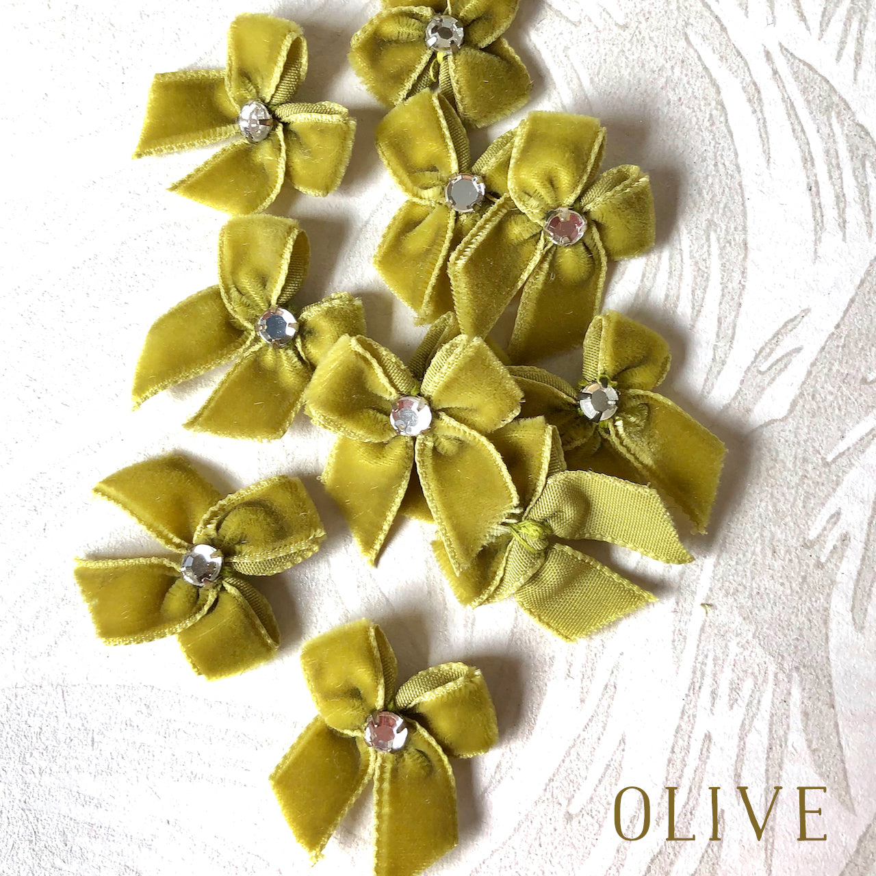 Vintage Velvet Mini Rhinestone Bows - Multiple Colors
