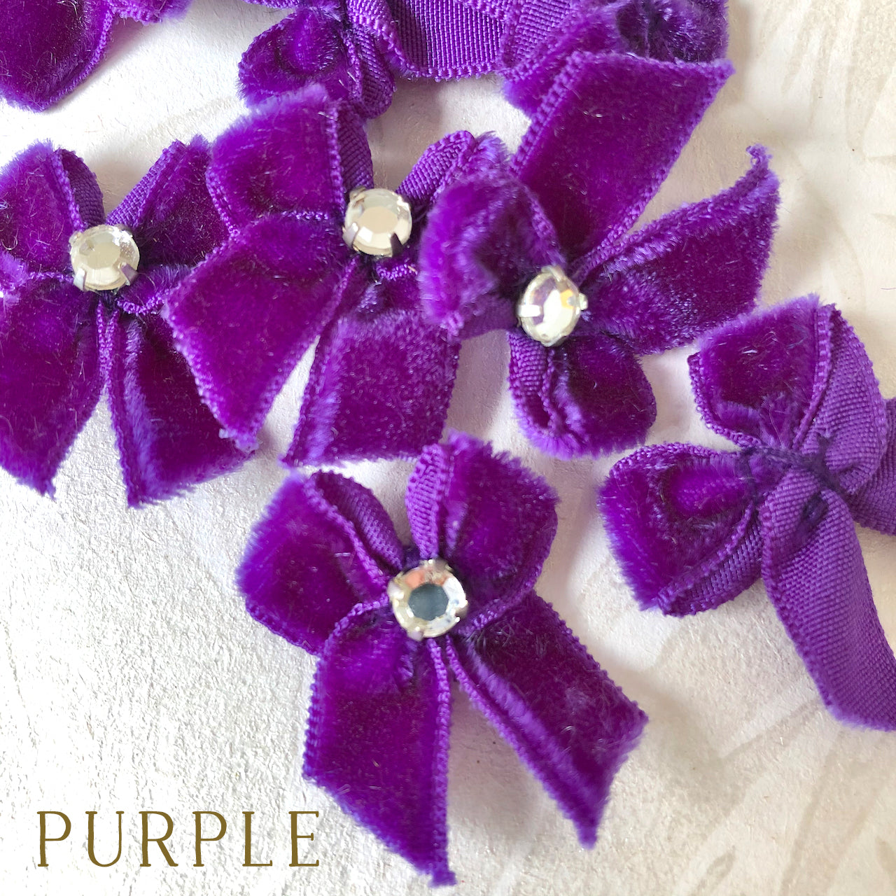 Vintage Velvet Mini Rhinestone Bows - Multiple Colors