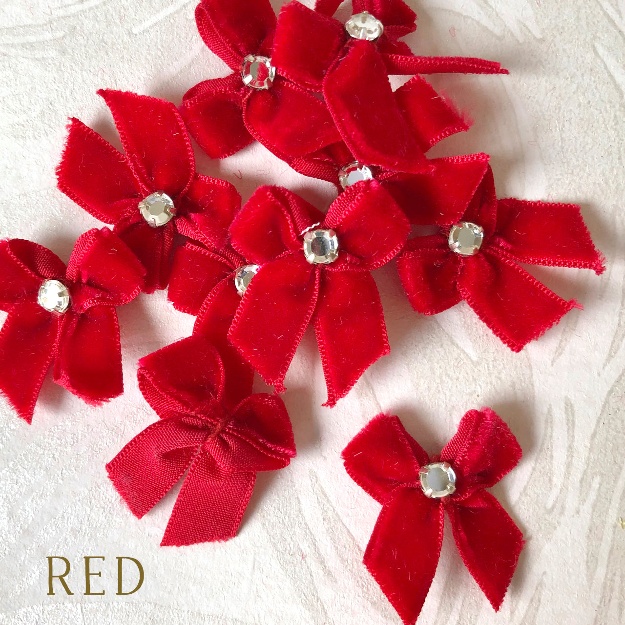 Vintage Velvet Mini Rhinestone Bows - Multiple Colors