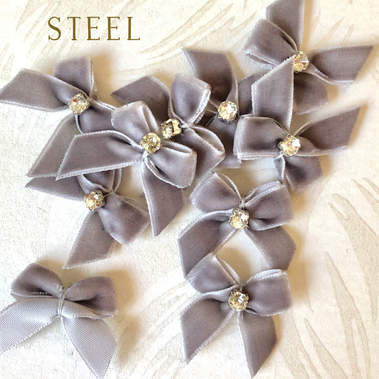 Vintage Velvet Mini Rhinestone Bows - Multiple Colors