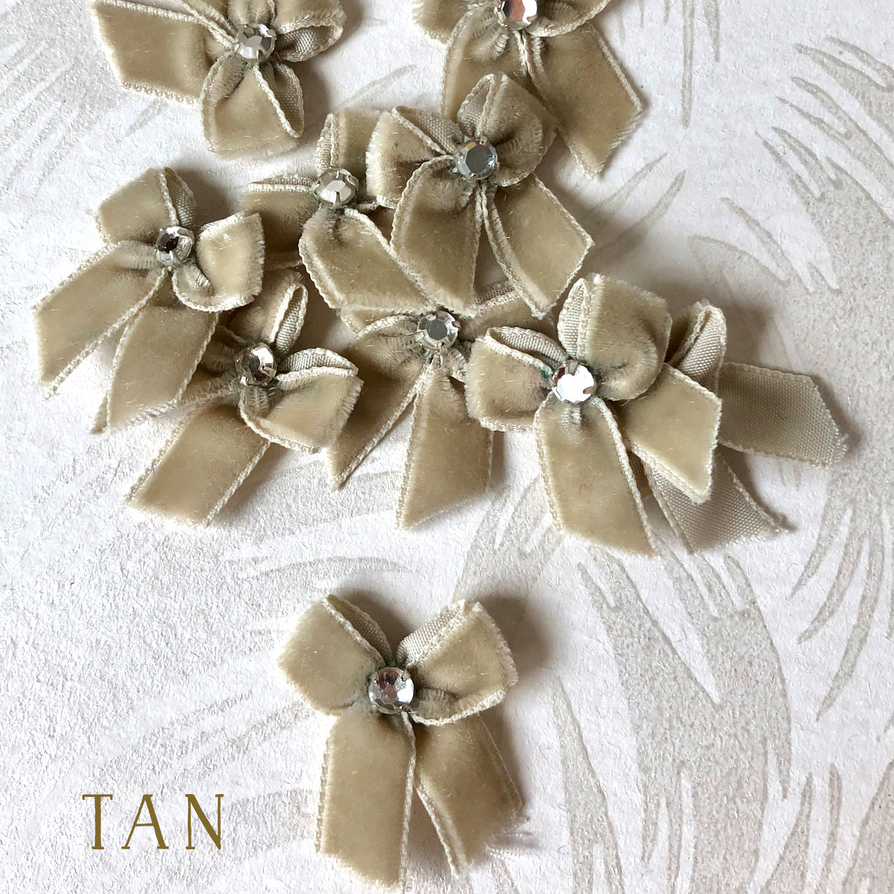 Vintage Velvet Mini Rhinestone Bows - Multiple Colors