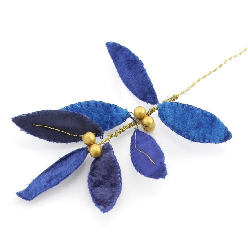 Small Velvet Leaf Pick Stem - Multiple Colorways