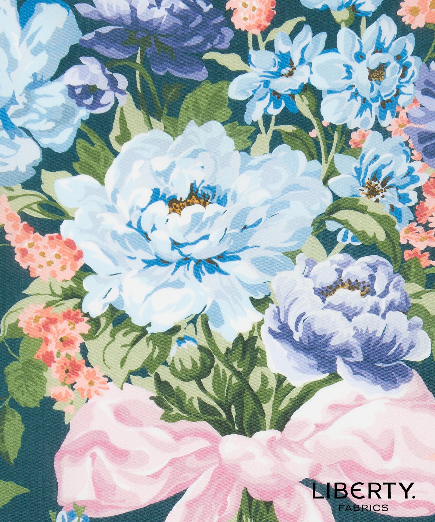 Bow Bouquet Pink Dark Green - Liberty Cotton Tana Lawn - Half Yard