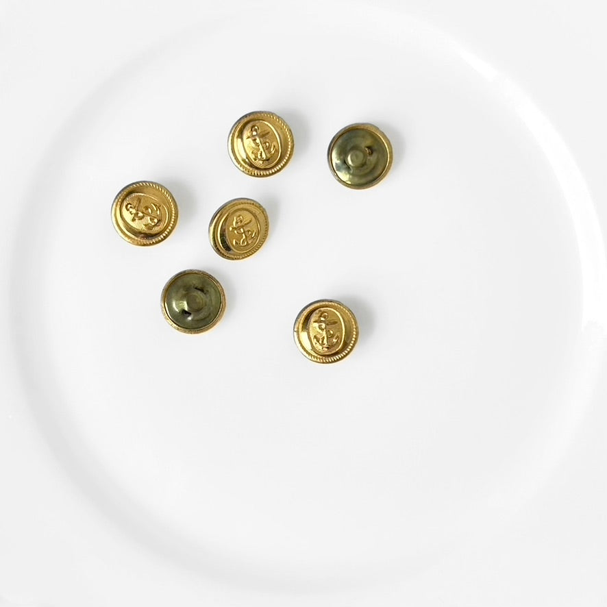 14MM Gold Metal Anchor Shank Buttons - Vintage