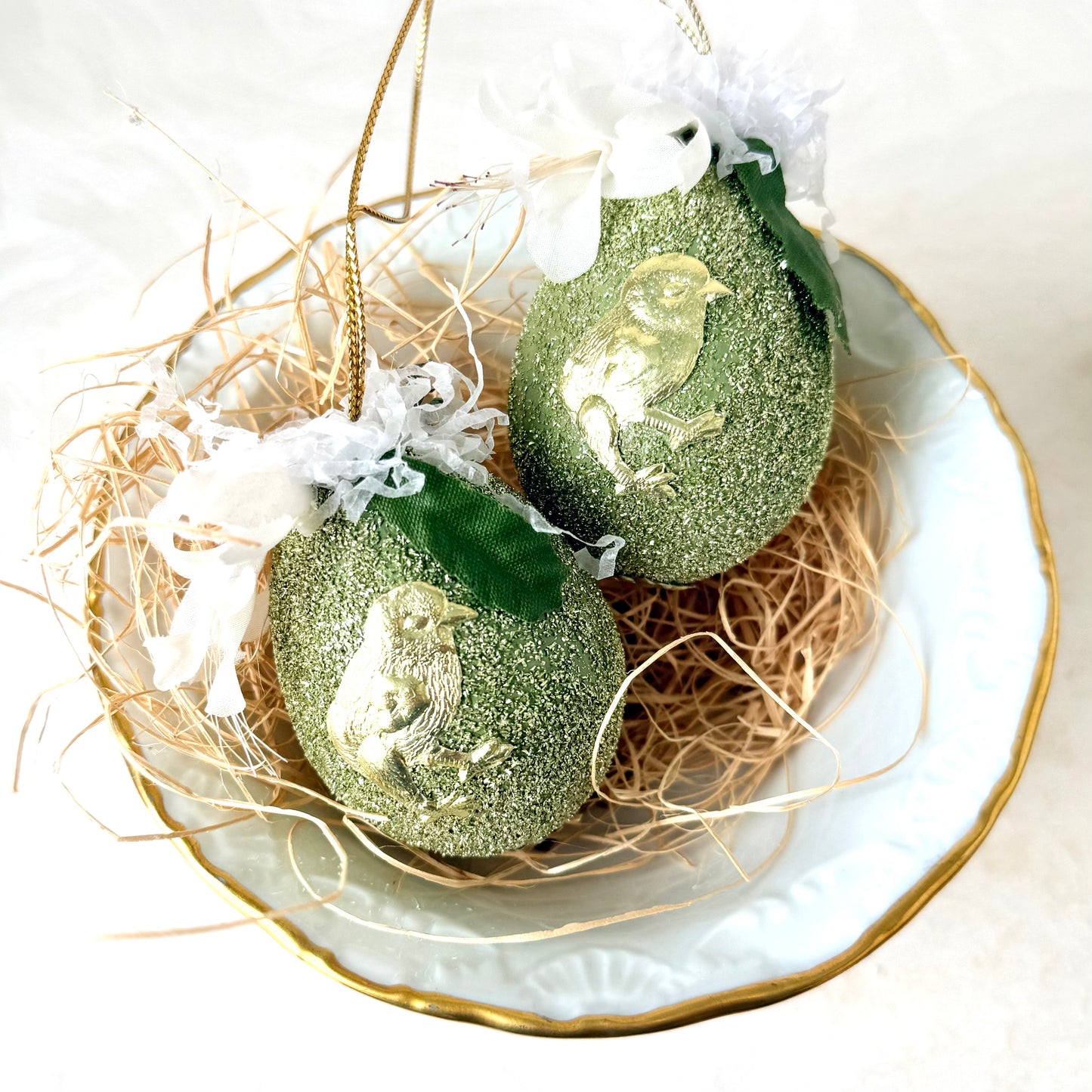 Spring Green Glitter Egg Ornament